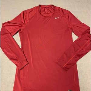 Nike pro fitted compression shirt men’s medium tall maroon polyester spandex